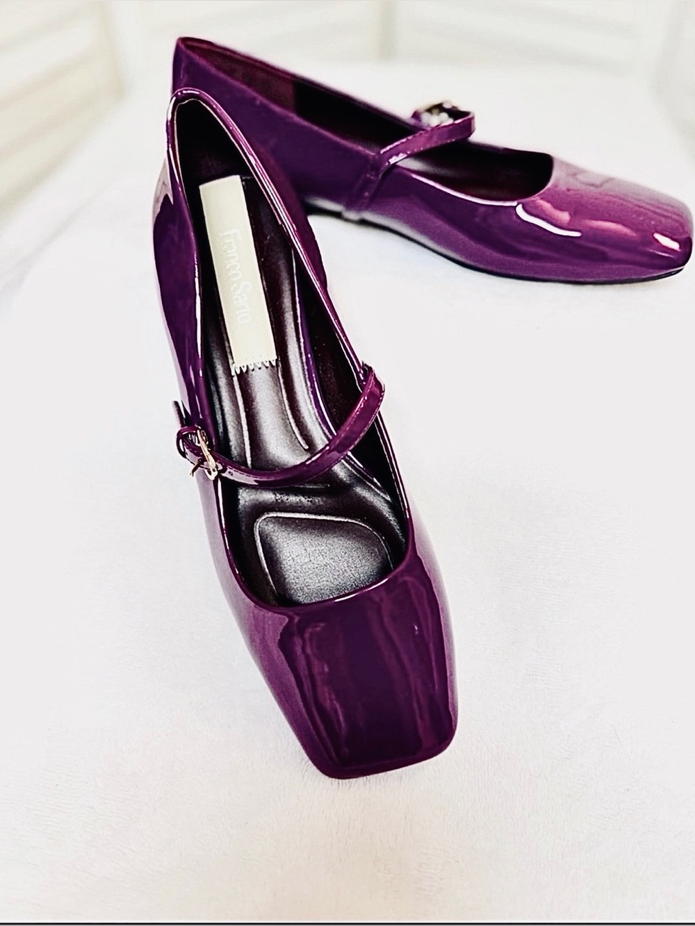 NWT FRANCO SARTO Tinsley PATENT LEATHER MARY JANE FLAT RASPBERRY PURPLE Sz 6